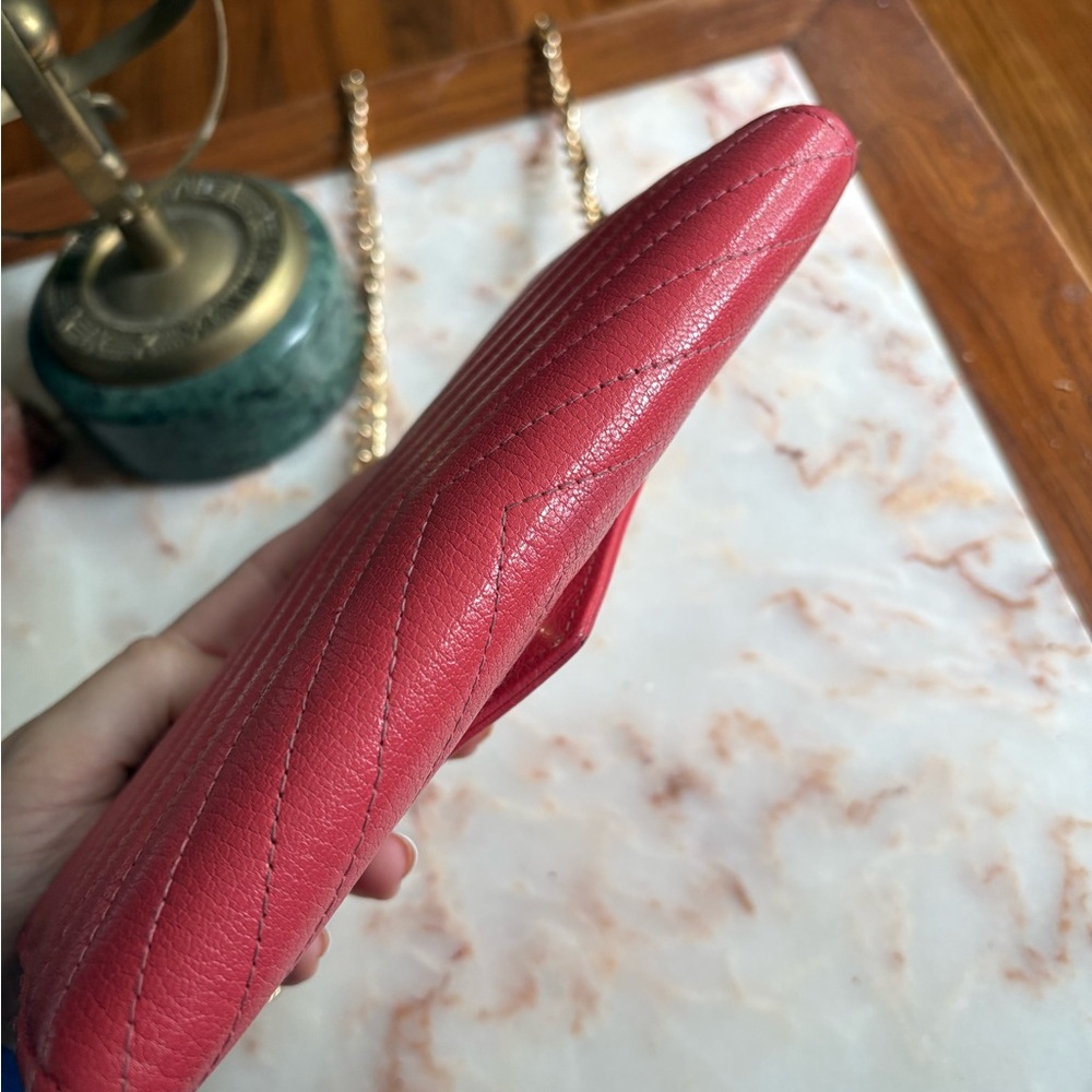 Chanel Pink and Gold Quilted Chevron Wallet with Chain WOC - Picture 6 of 12